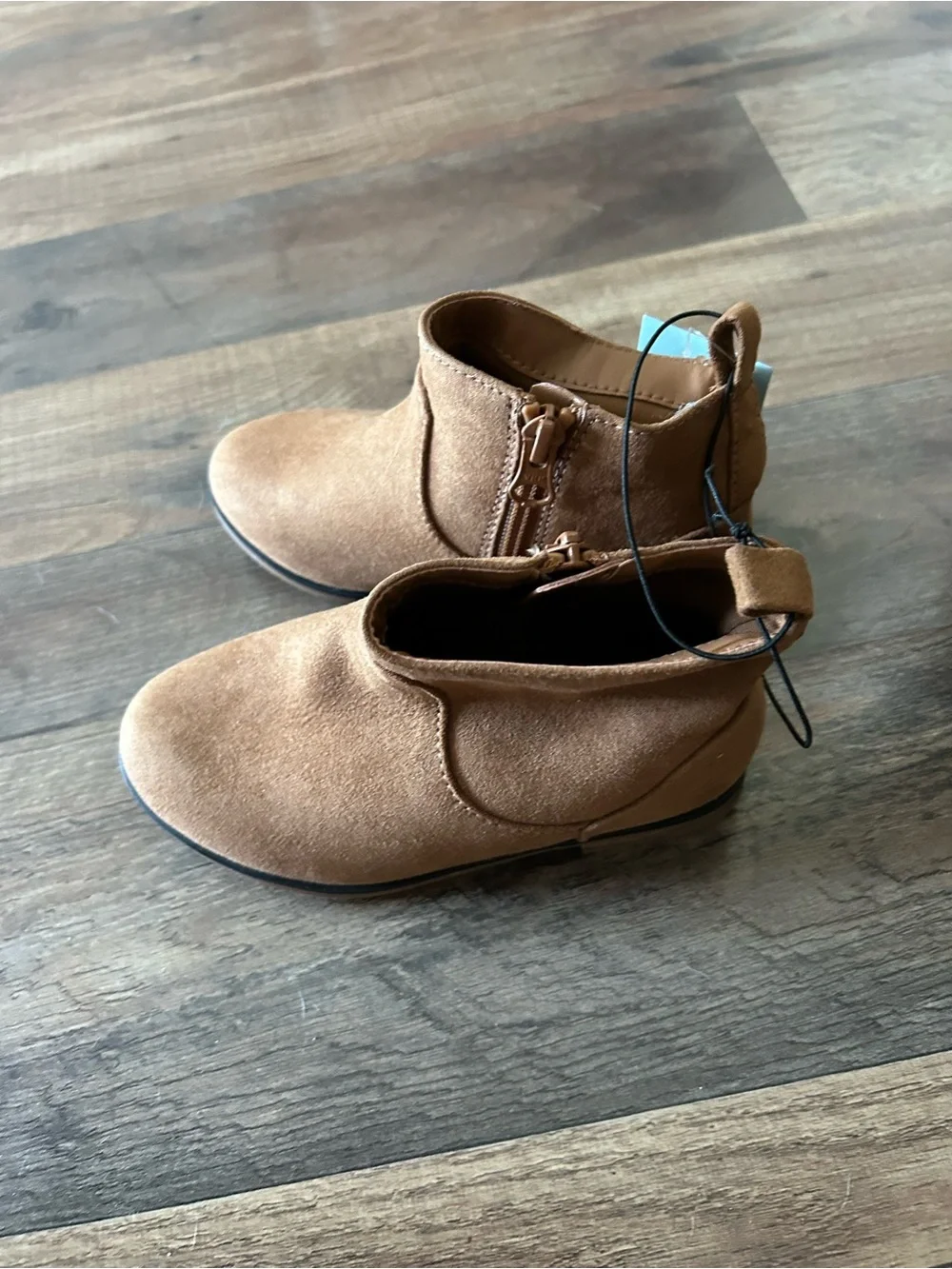 Girls Cat & Jack Tan Suede Ankle Booties - Classic Zip Closure Sz 10W New w/tags